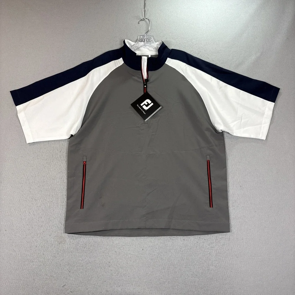 FJ Golf short-sleeve Wind Shirt ¼-zip pullover with zip pockets NWT Large Men